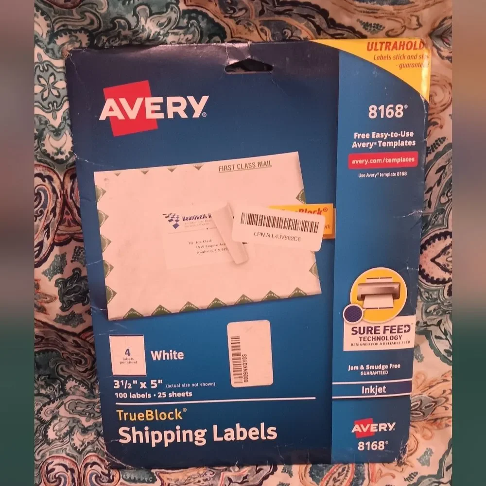 Avery Blue and White Shipping Labels